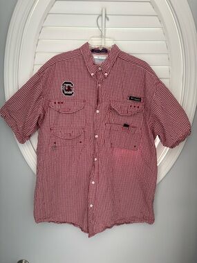 COLUMBIA PFG SHORT SLEEVE VENTED FISHING SHIRT USC Gamecocks SIZE L